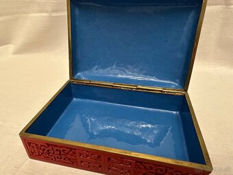 Cinnabarova lakovana krabicka na cigary -Cina 19./20.st. - 2