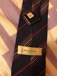 Panska Kravata, hodvab, tmavo modra pasikova Burberry - 2