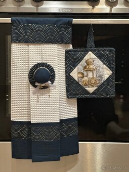 Homemade set dekoračnej utierky, chňapky a ihelníčka - 2