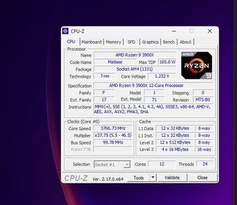 Počítač B550M-A, Ryzen 9 3900X, 32GB DDR4, 1TB NVMe - 2