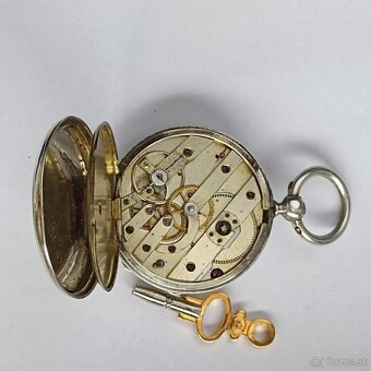 Starožitné STŘÍBRNÉ kapesní hodinky na klíček - klíčovky - 2
