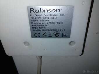 Predám keramický vykurovací panel Rohnson R-057 - 2