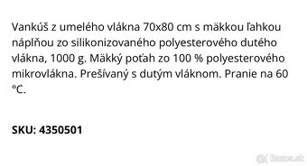Vankúš z umelého vlákna 70x80 VEOFJELLET - 2 kusy - 2