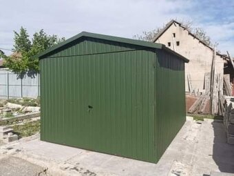 Plechová garáž 3x5m | sedlová strecha | zelená - 2