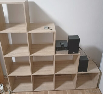 Štýlový kaskádovitý regál 4x4 v dekore dub sonoma - top stav - 2