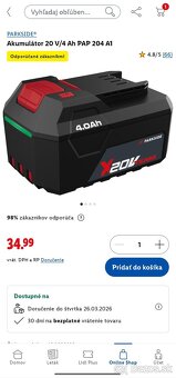 Parkside batéria PAP 204 A1 -  záruka - 2