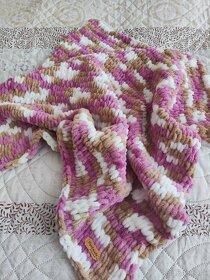 NOVÁ Color ružovo-hnedo-biela deka z Alize Puffy Fine - 2