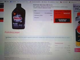 Motorový olej SHELL 5W30  a prevodový 75W90 - 2