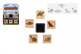 Pečiatky drevené 5+1 s poduškou jednorožci alebo dinosauri - 2