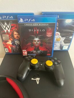 Ps4pro,ovladac,3hry,dlhsi kabel,sluchadla,kable k tv - 2