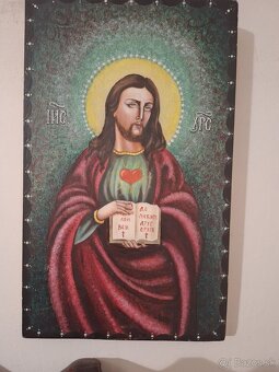 Ikona/ obraz Ježiš na drevenej doske - 2