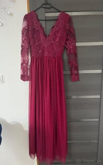 Bordové spoločenské šaty 36/S - 2