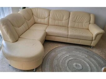 Luxusní rohová rozkládací kožená sedačka,3175 - 2