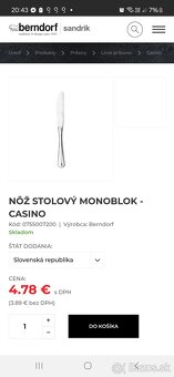 Príborový nôž Berndorf Sandrik Casino ako nový 6 kusov - 2