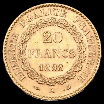 Zlatý 20 Frank 1898 - 2