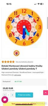 Drevené detské montessori hodiny - edukačná pomôcka, nové - 2