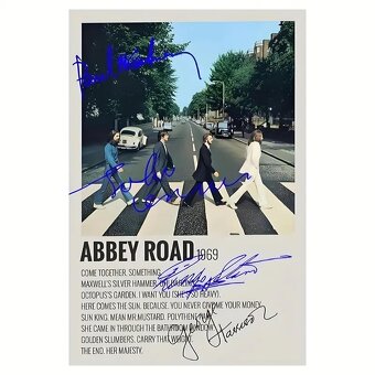 The BEATLES, plátno tisk, 30X40 cm, autogram - 2
