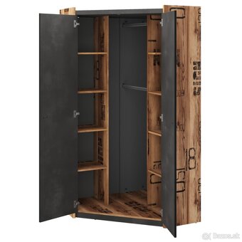 Rohová šatníková skriňa FARGO 17 – smrek canyon / sivá - 2