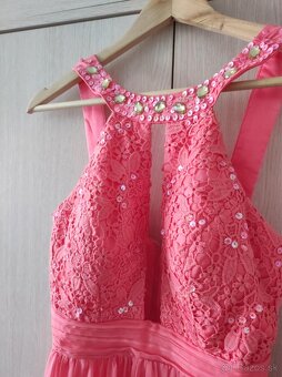 Ružové spoločenské šaty S - 2