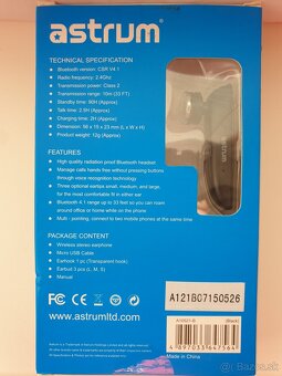 Predám Bluetooth Headset Astrum... - 2