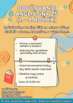Doučovanie angličtiny – individuálne hodiny (ZŠ/online) - 2