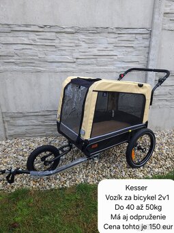 Viaceré vozíky za bicykel pre psy Pawhut a Kesser - 2