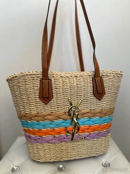 Letná pletená kabelka YSL s farebnými detailmi - 2