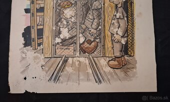 Starý obraz, Jozef Lada, rozmer 31 x 35 cm, originál v pôvod - 2