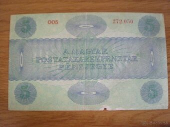 Bankovky 20 korún z roku 1913; 5 korún z roku 1919 - 2