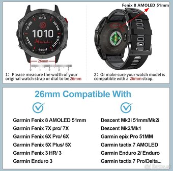 NOVE - Garmin Fenix 8/7x Pro/7x/6x/5x 26mm naramky remienky - 2