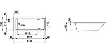 Vaňa Laufen PRO 170x75 cm (biela) - 2