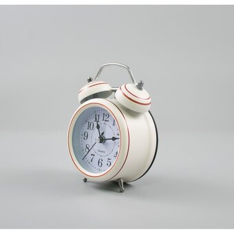 Retro stolné hodiny „Budík“ – bielý - 2