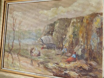Kočovníci-olej na plátne 1952, 38 x 48 cm 2 kusy - 2