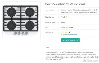 Varná plynová doska MORA - 2