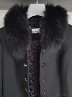 Elegantný dámsky vlnený kabát s kožušinkou veľ. 44 - 2