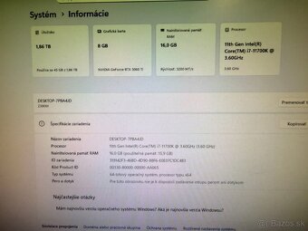 Herný počítač i7-11700K / RTX 3060 Ti 8 GB / 16 GB / 2TB SSD - 2