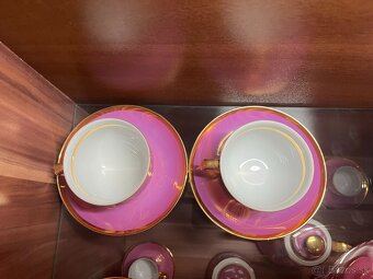 Nádherný fialový porcelánový kávový servis bohato pozlátený - 2