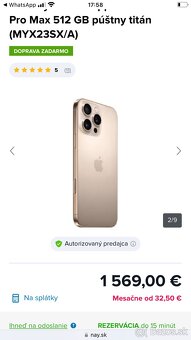 Apple iPhone 16 Pro Max 512 GB púštny titán - 2