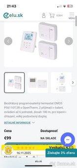 Predám Bez drotovy Termostat Emos top stave - 2