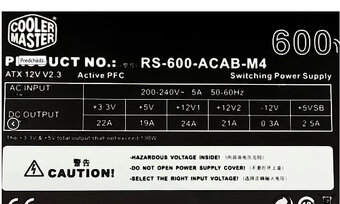 Zdroj 600 Watt cooler master RS-600-ACAB-M4 - 2