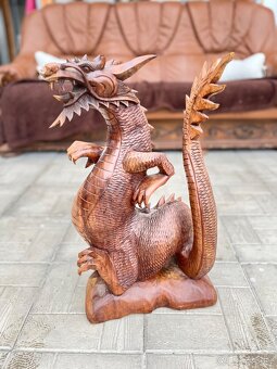 Vyrezávaný drevený drak 60cm - 2