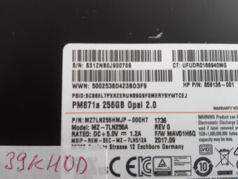SSD 256GB SAMSUNG PM871a (850EVO) V-NAND SATA3 (6.0Gbps) - 2