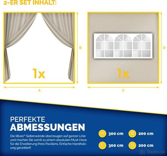 tillvex® bočné steny pre altánok – béžové, nové - 2