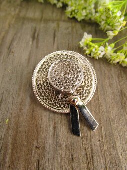 Stará dámska strieborná filigránová brošňa, Ag 925 - 2