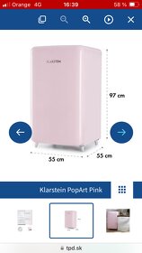 Ružová chladnička Klarstein - 2