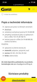 Predám Súpravu pre práce na šikmých strechách, horolezecký - 2