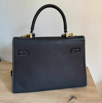 Čierna kožená kabelka v štýle Hermès Kelly – Fabri Italy - 2