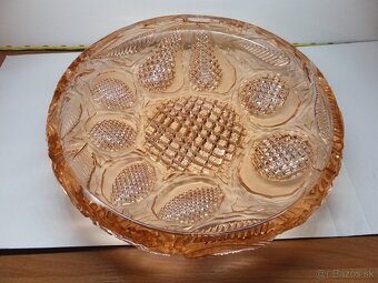 Bohatě broušená rosalinová velká mísa, váha 1713 g. - 2