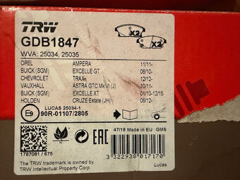 Brzdové platničky nové TRW GDB1847 COTEC - 2