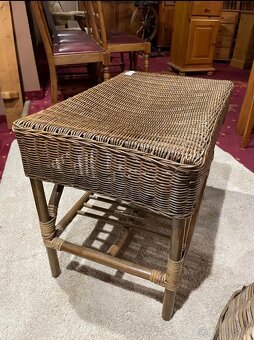 Ratanovy stolík, podnozka, bazar, v 50, s 60, h 40 cm - 2